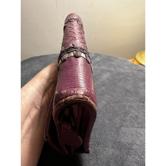 Bottega Veneta Purple Leather Long Snap Wallet w/ Woven Detail - Picture 7 of 15